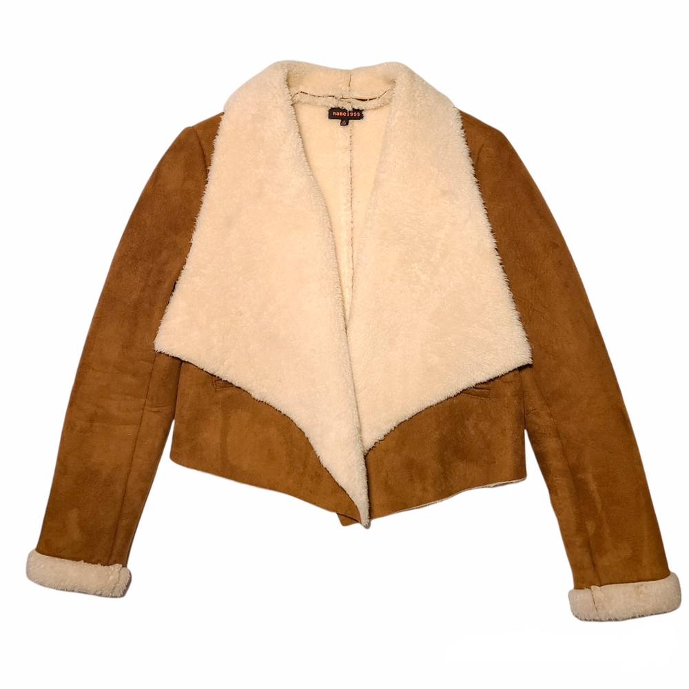 Nameless Sherpa Suede Jacket | Tan/White